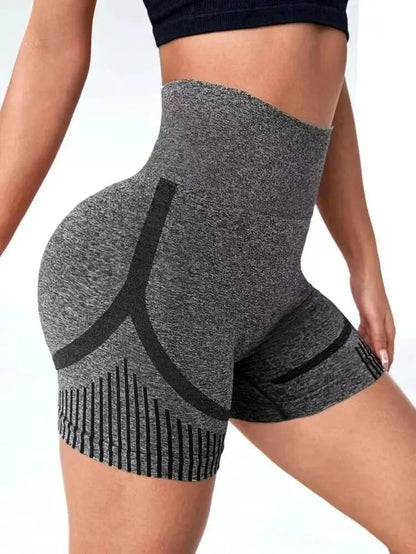 Women High Waist Workout Yoga Gym Smile Contour Seamless Cycling Shorts