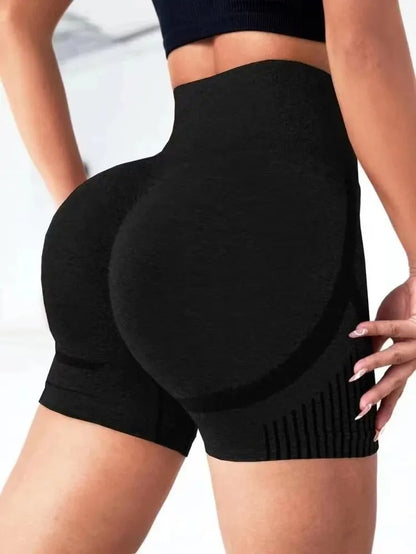 Women High Waist Workout Yoga Gym Smile Contour Seamless Cycling Shorts