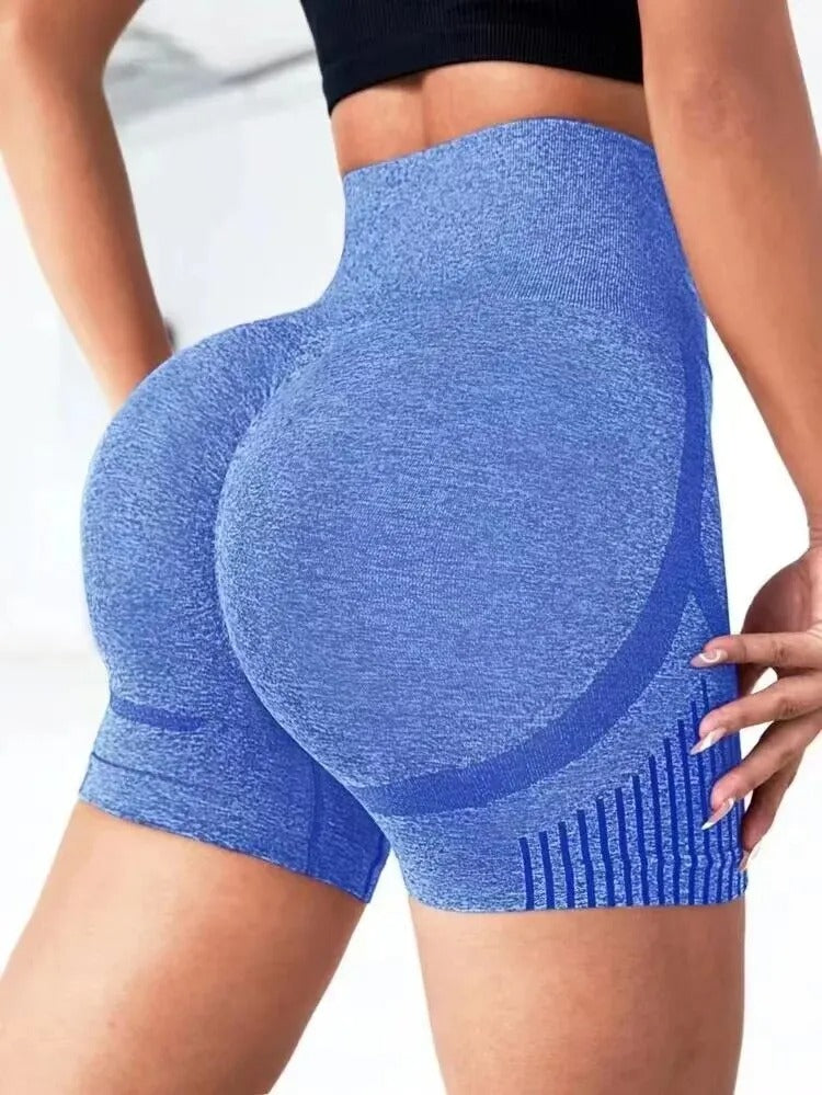 Women High Waist Workout Yoga Gym Smile Contour Seamless Cycling Shorts